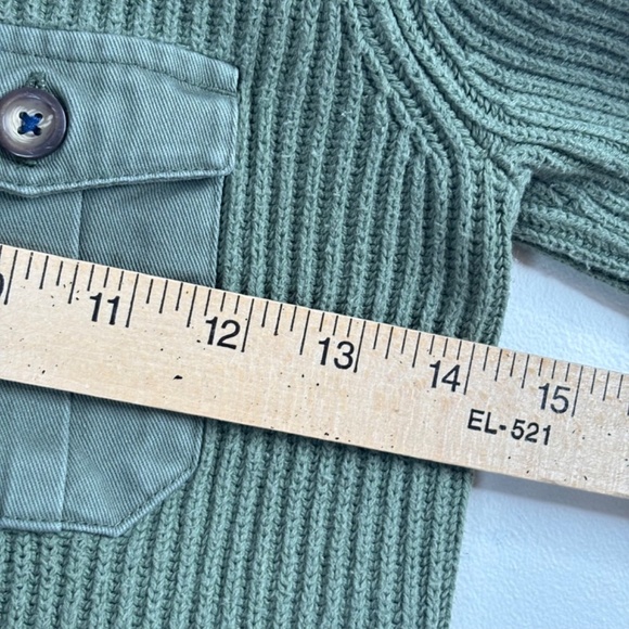 Mini Boden Green Military Sweater 5-6Y Shoulder Patches Ribbed Olive Fisherman - Picture 7 of 8
